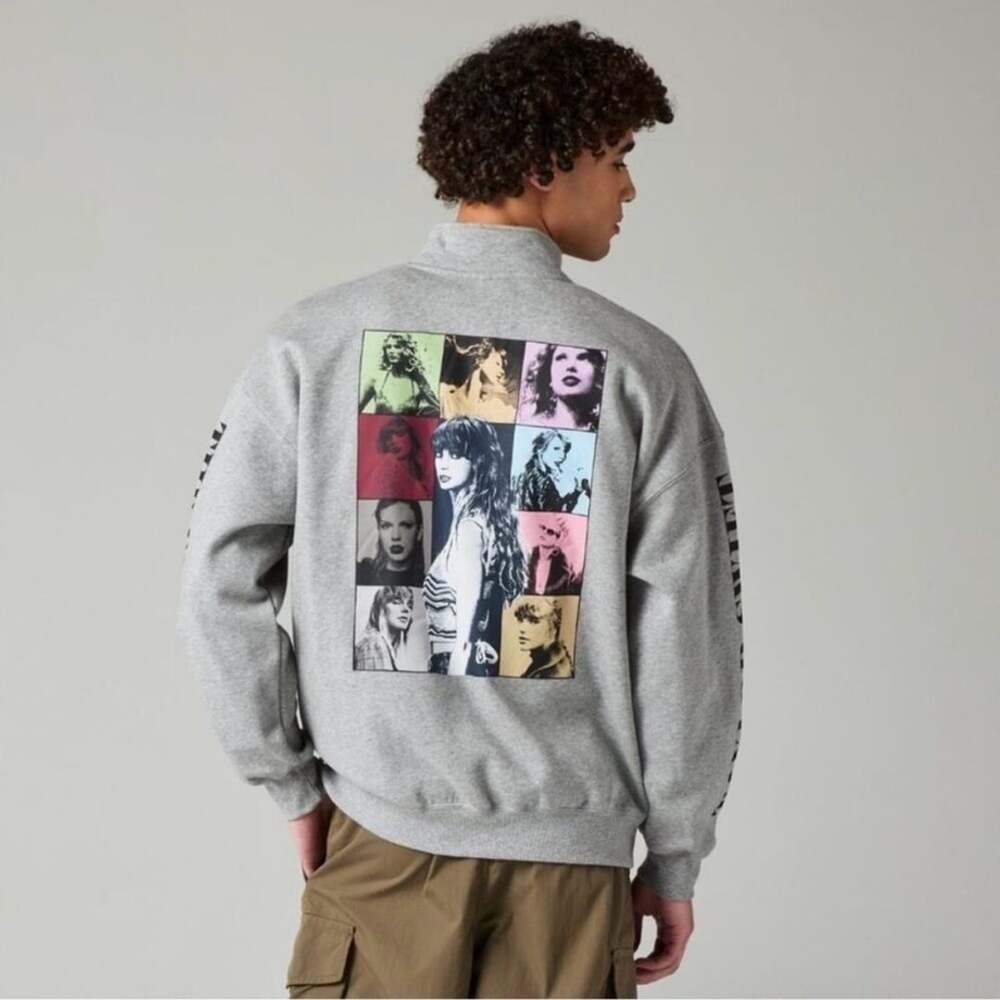 Taylor Swift The Eras Tour Quarter Zip Sweatshirt Size S Gray